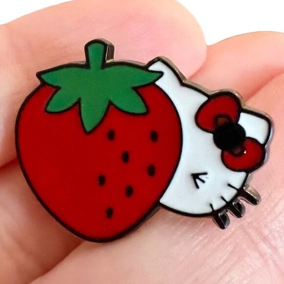 Strawberry Kitty Enamel Pin - Picture 2 of 8